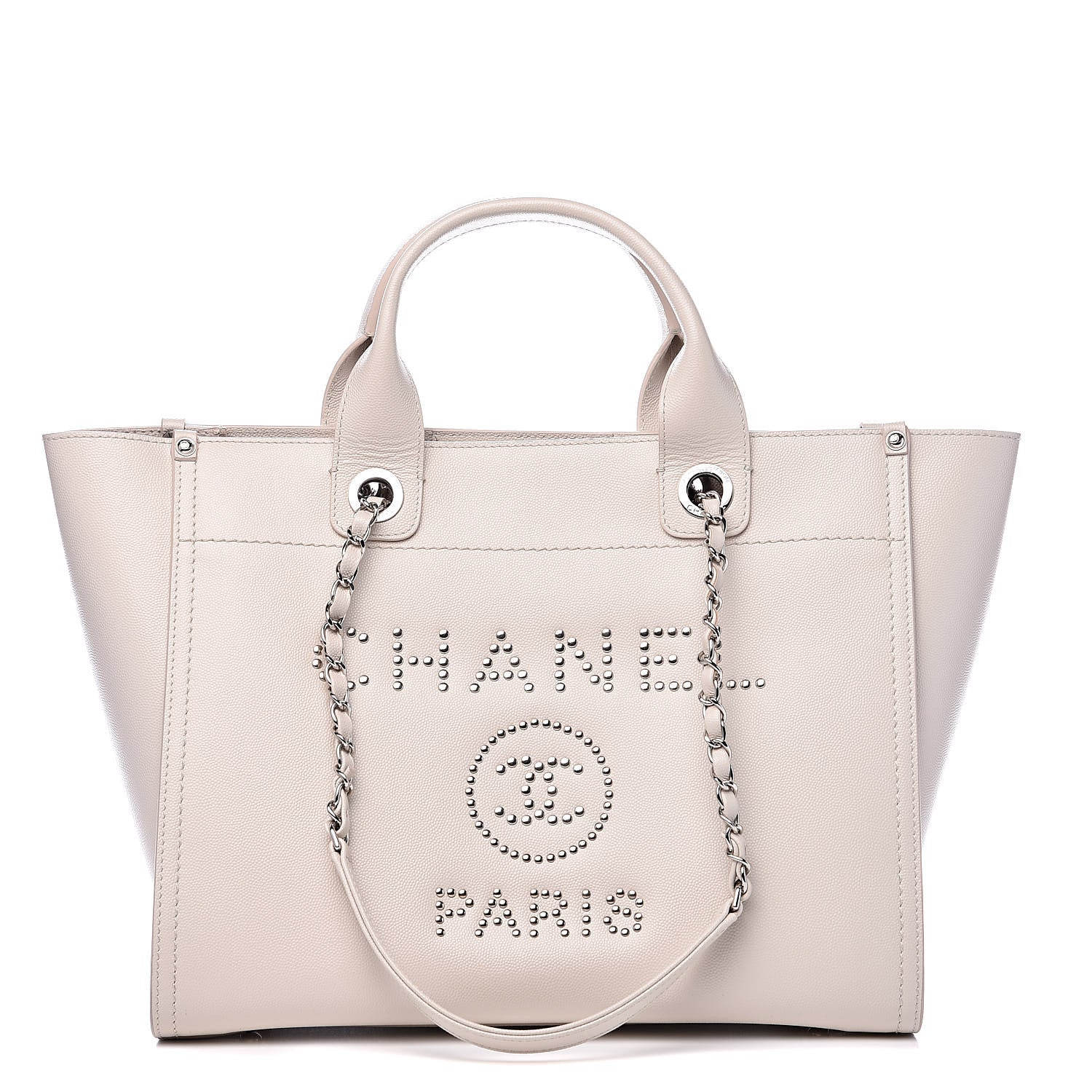 Chanel Caviar Small Studded Deauville Tote Ivory 1 of 12