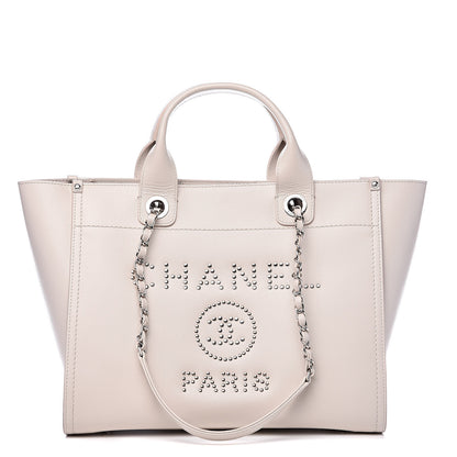 Chanel Caviar Small Studded Deauville Tote Ivory 1 of 12