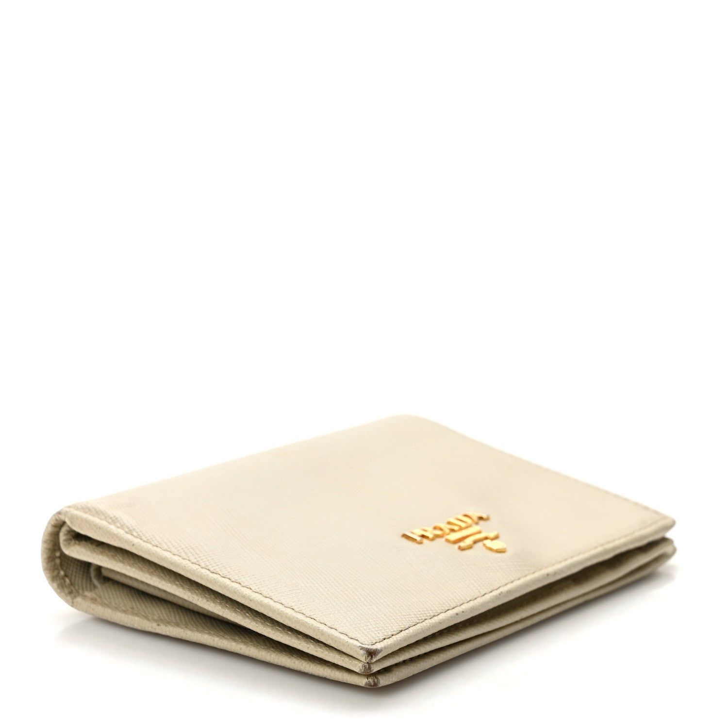 Prada Saffiano Metal Bi-Fold Wallet Cera 4 of 13