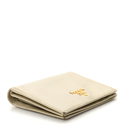 Prada Saffiano Metal Bi-Fold Wallet Cera 4 of 13