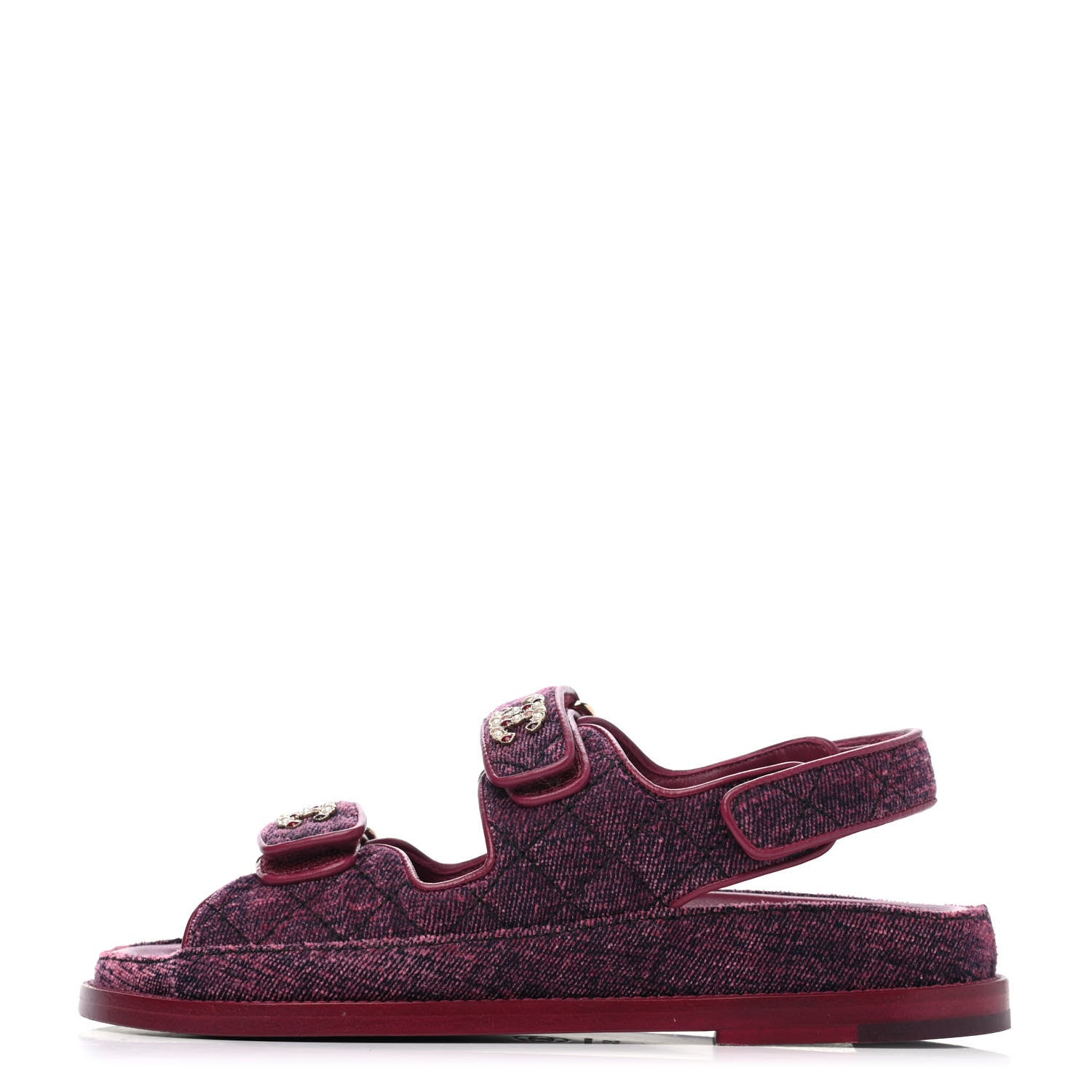 Chanel Velvet Velcro Dad Sandals 35.5 Pink 1 of 4
