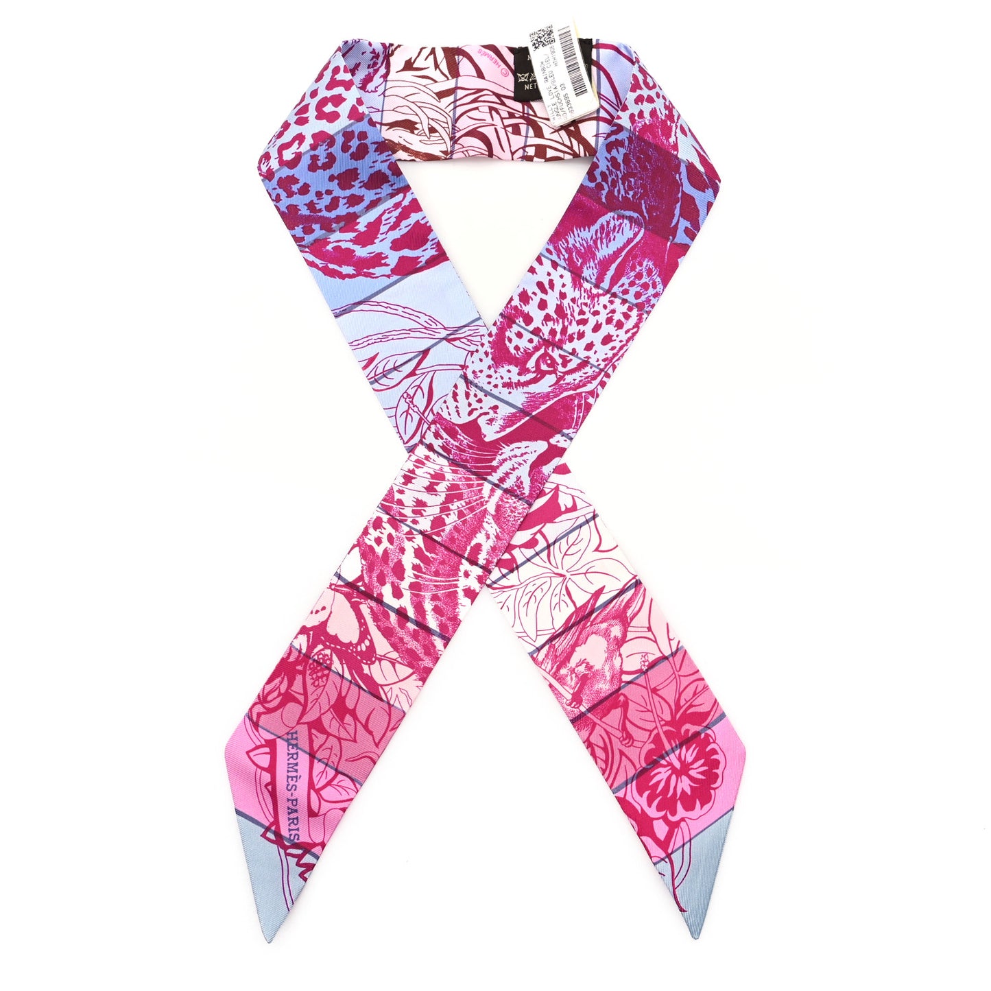 Silk Jungle Love Rainbow Twilly Fuchsia Bleu Ciel