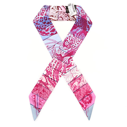 Hermes Silk Jungle Love Rainbow Twilly Fuchsia Bleu Ciel 1 of 3