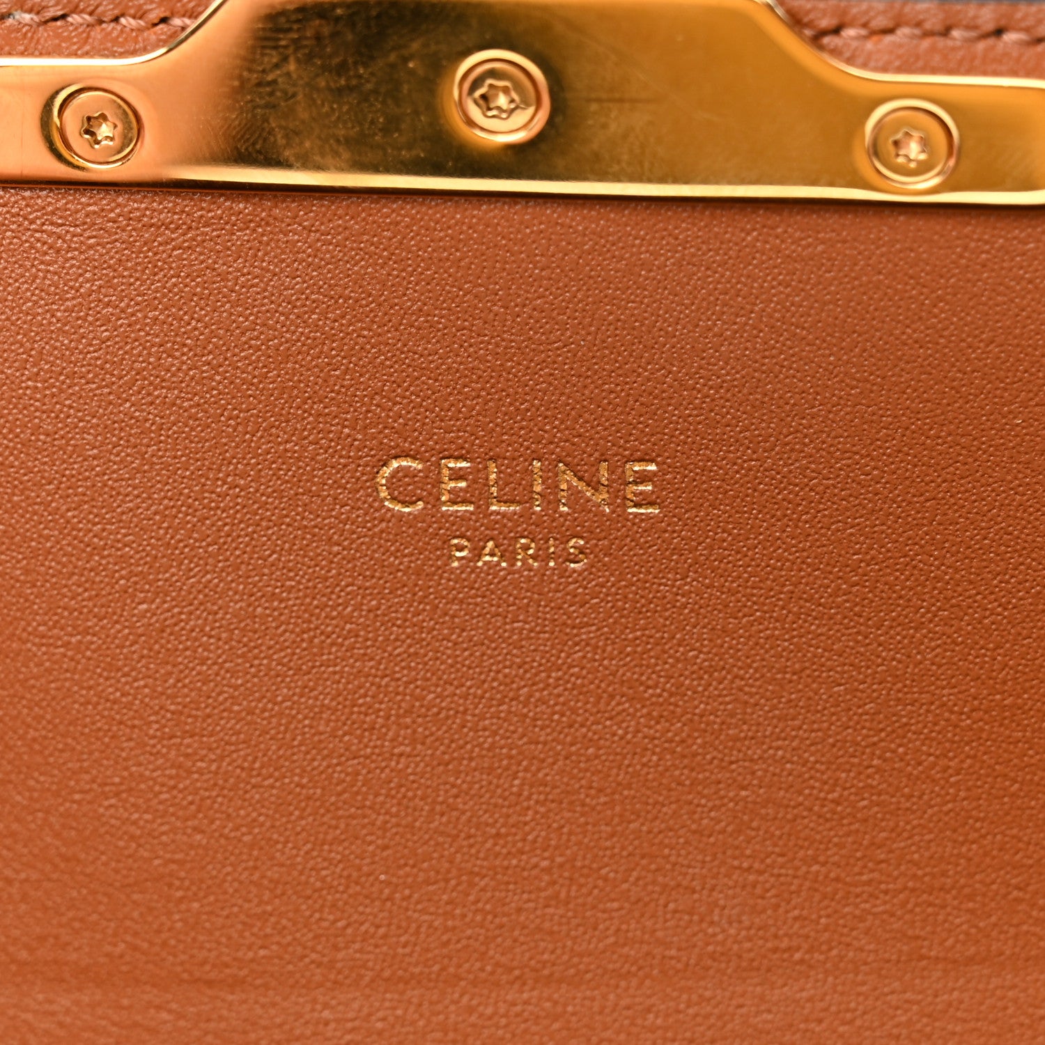 Celine Canvas Calfskin Triomphe Shoulder Bag Tan 6 of 12