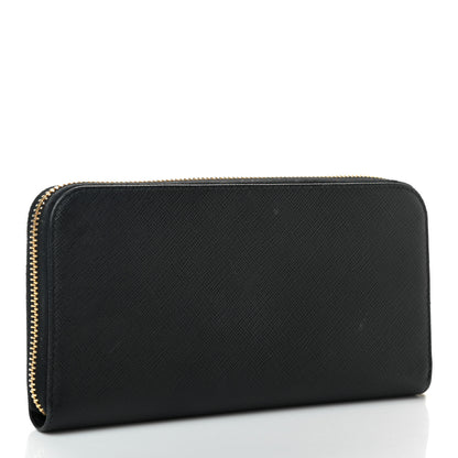 Prada Saffiano Robot Continental Zip Around Wallet Black 3 of 8