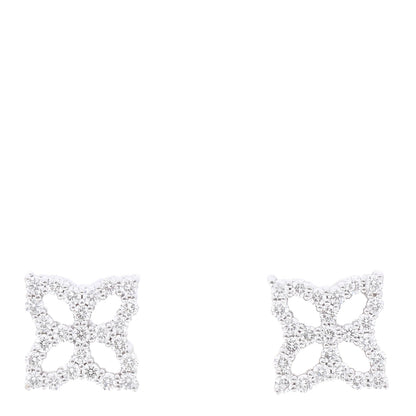 Roberto Coin 18K White Gold Diamond Pave 8mm Princess Flower Small Stud Earrings 1 of 5
