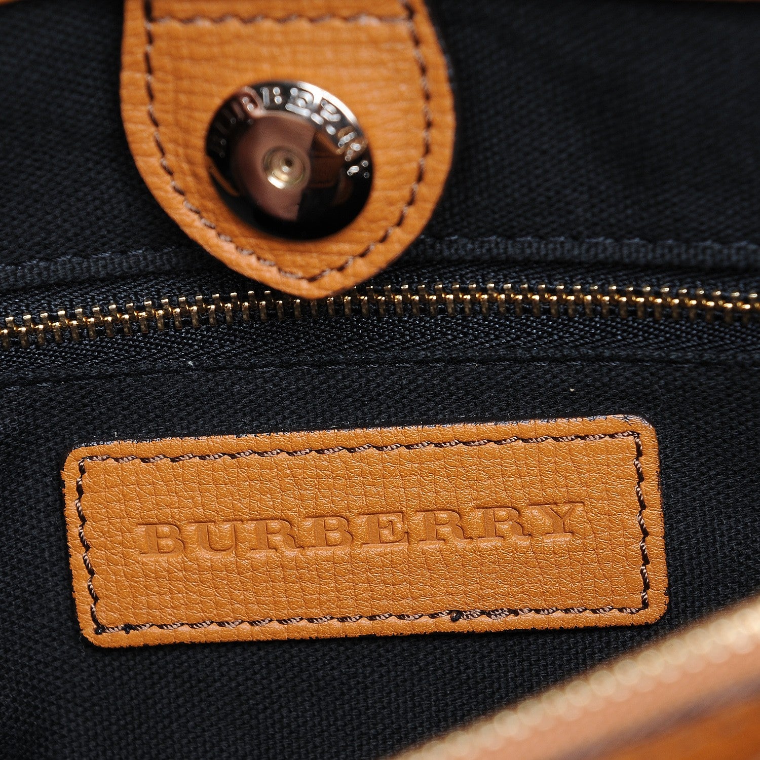 Burberry Grainy Calfskin House Check Medium Banner Tote Cognac 7 of 9