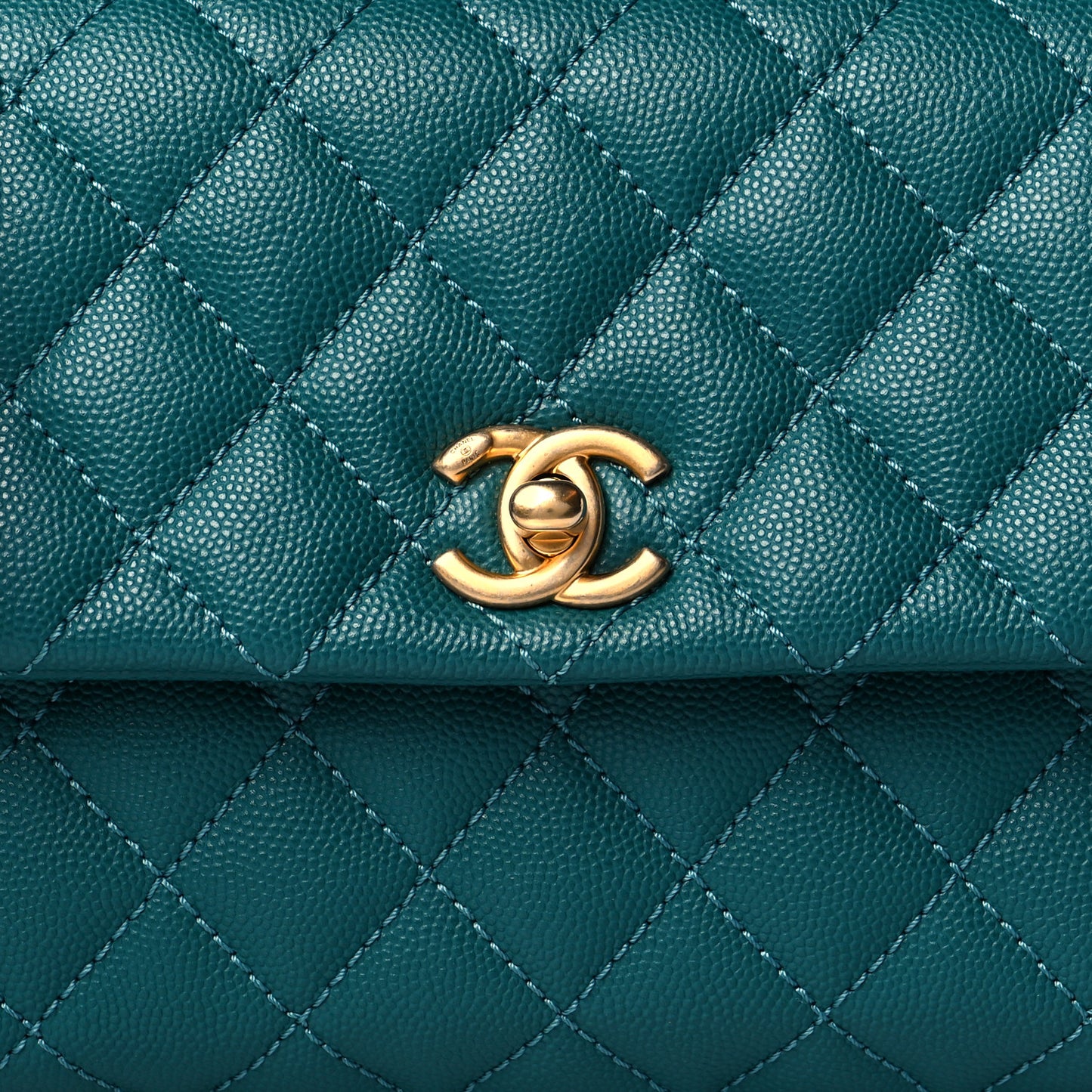 Caviar Quilted Mini Coco Handle Flap Green