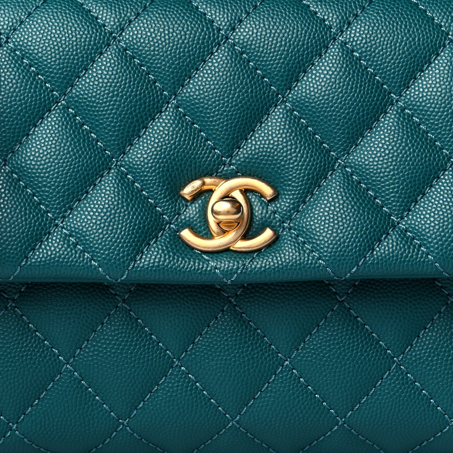 Chanel Caviar Quilted Mini Coco Handle Flap Green 8 of 11