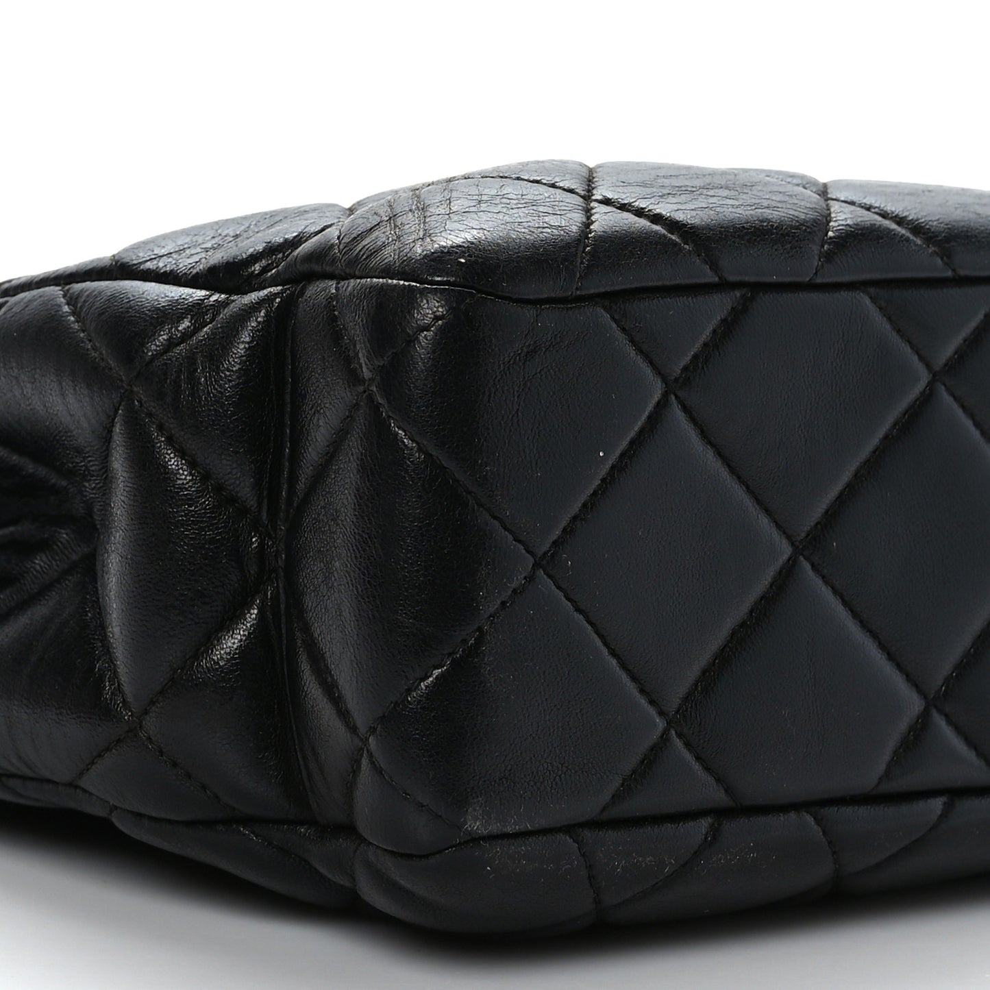 Lambskin Quilted Shopping Tote Black