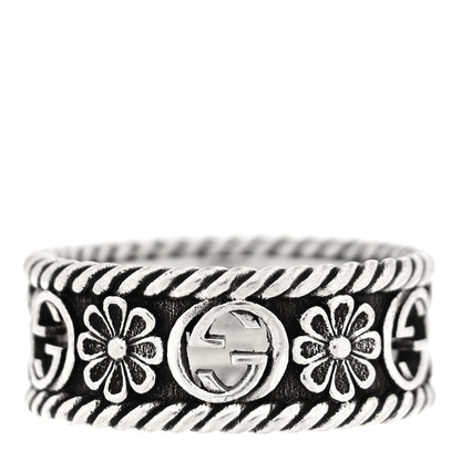 Gucci Sterling Silver Interlocking G Flower Ring 54 7 1 of 4