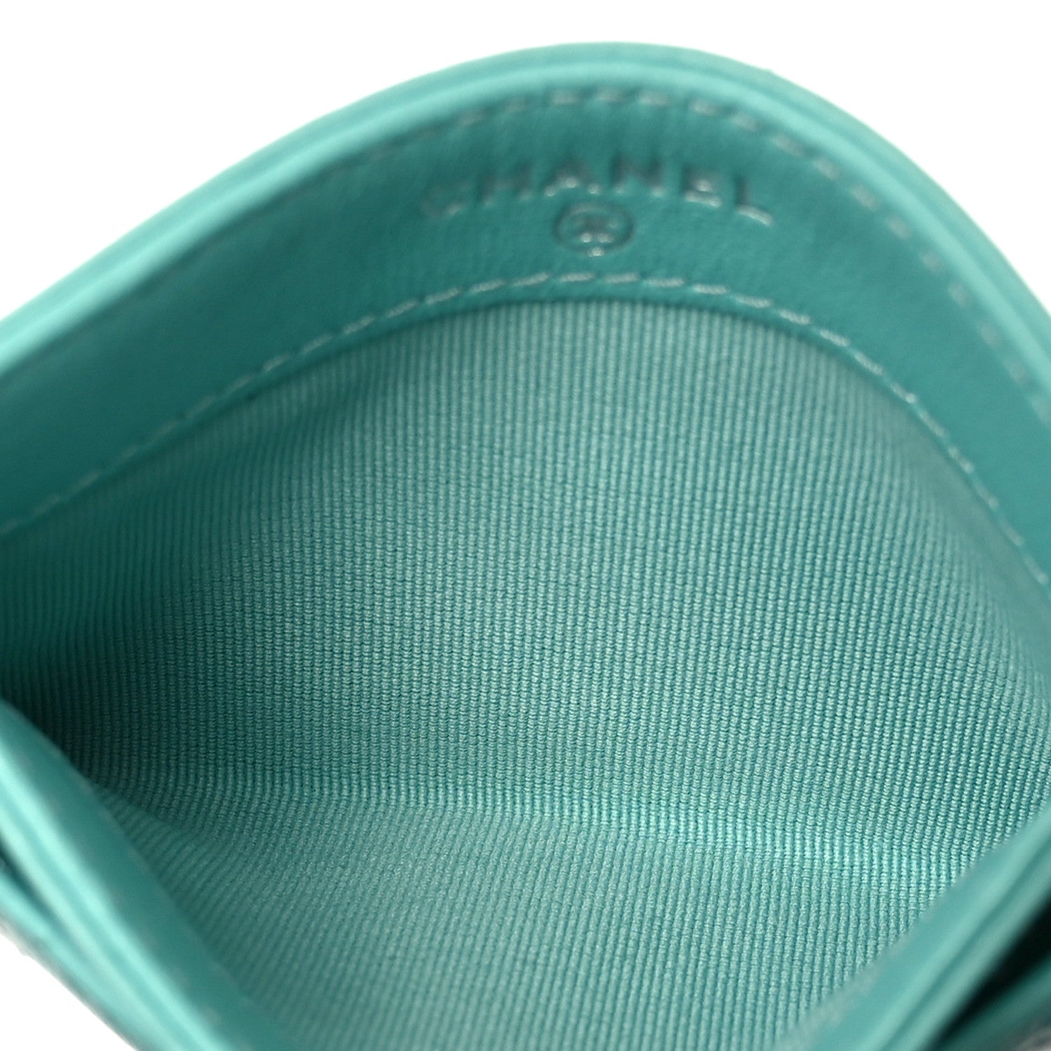 Chanel Lambskin Quilted Card Holder Turquoise 5 of 9