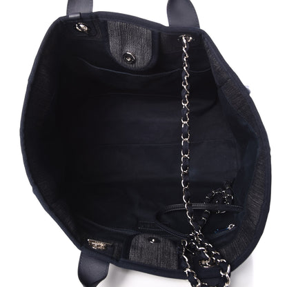 Chanel Denim Large Deauville Tote Dark Blue 5 of 7