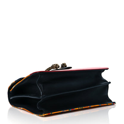 Gucci Satin Calfskin Bamboo Web Tokyo Print Medium Dionysus Top Handle Bag Giallo Multicolor Blue Agata Hibiscus Red 4 of 11