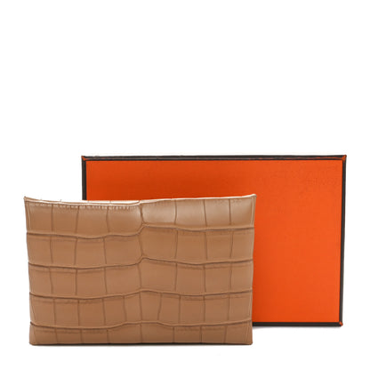 Hermes Matte Alligator Calvi Card Case Chai 8 of 8