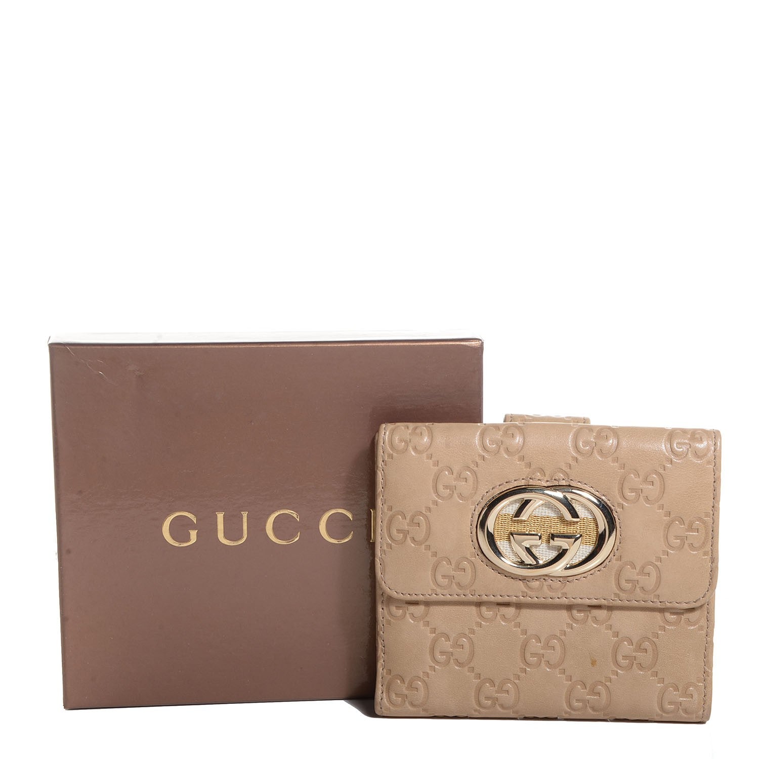 Gucci Guccissima Interlocking G French Flap Wallet Beige 9 of 9