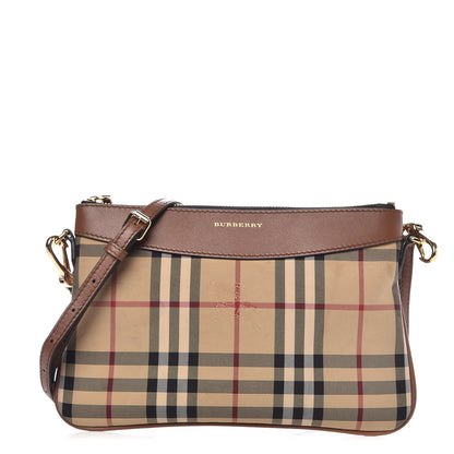 Burberry Horseferry Check Peyton Crossbody Clutch Bag Brown 1 of 12