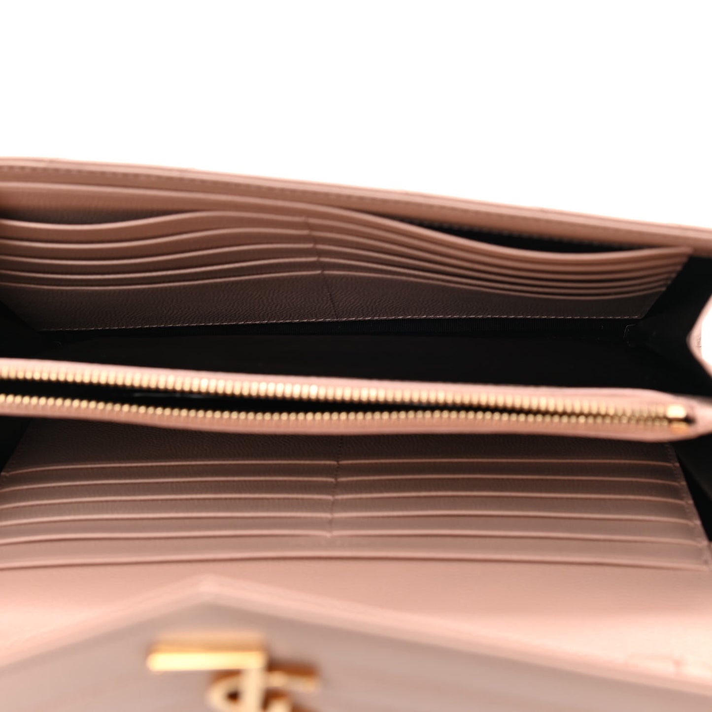 Grain De Poudre Matelasse Chevron Monogram Chain Wallet Pale Pink
