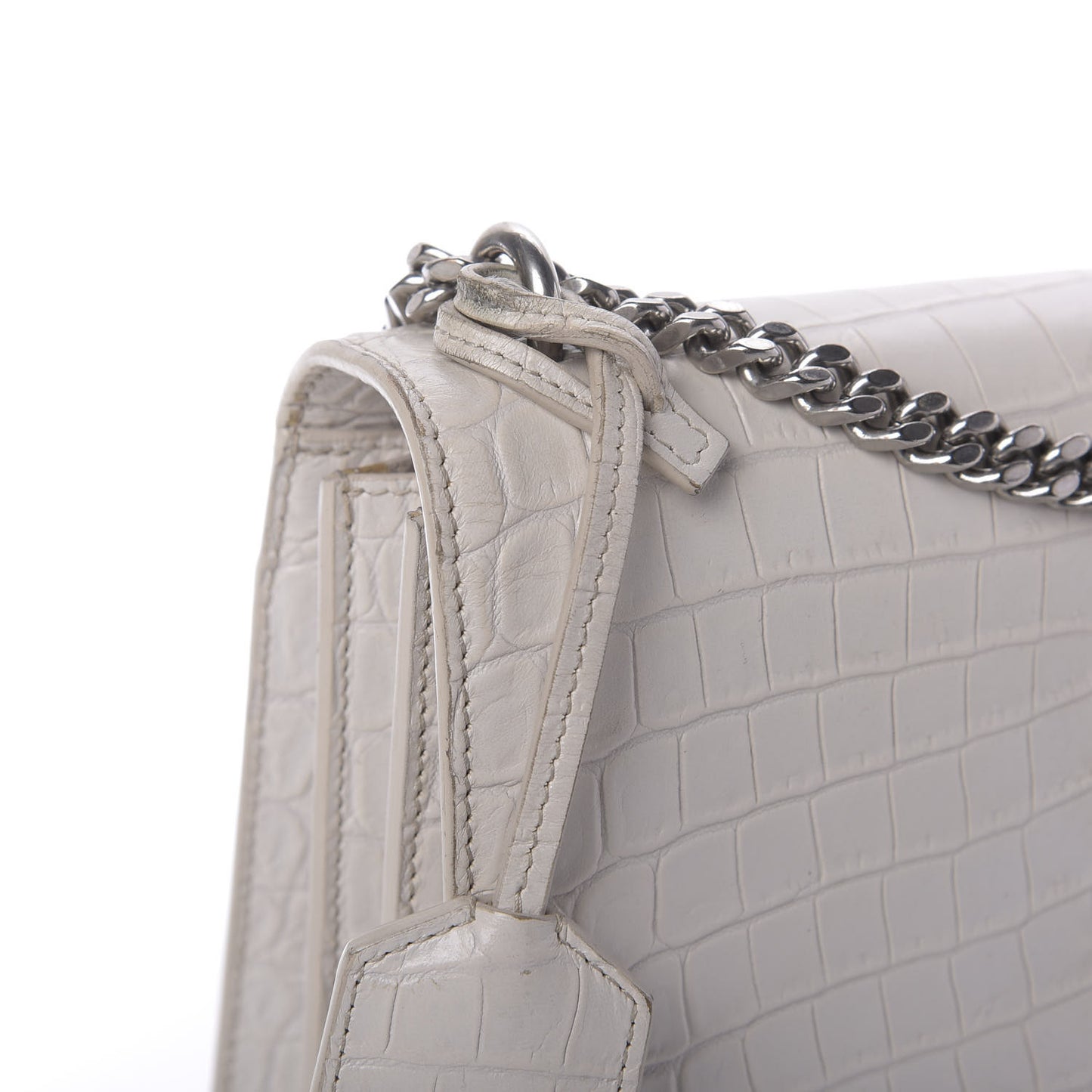 Calfskin Crocodile Embossed Medium Monogram Sunset Blanc Vintage
