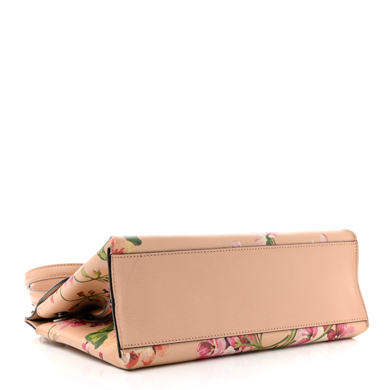 Gucci Shangai Calfskin Blooms Print Small Bamboo Daily Top Handle Bag Pink Apricot Multicolor 4 of 19