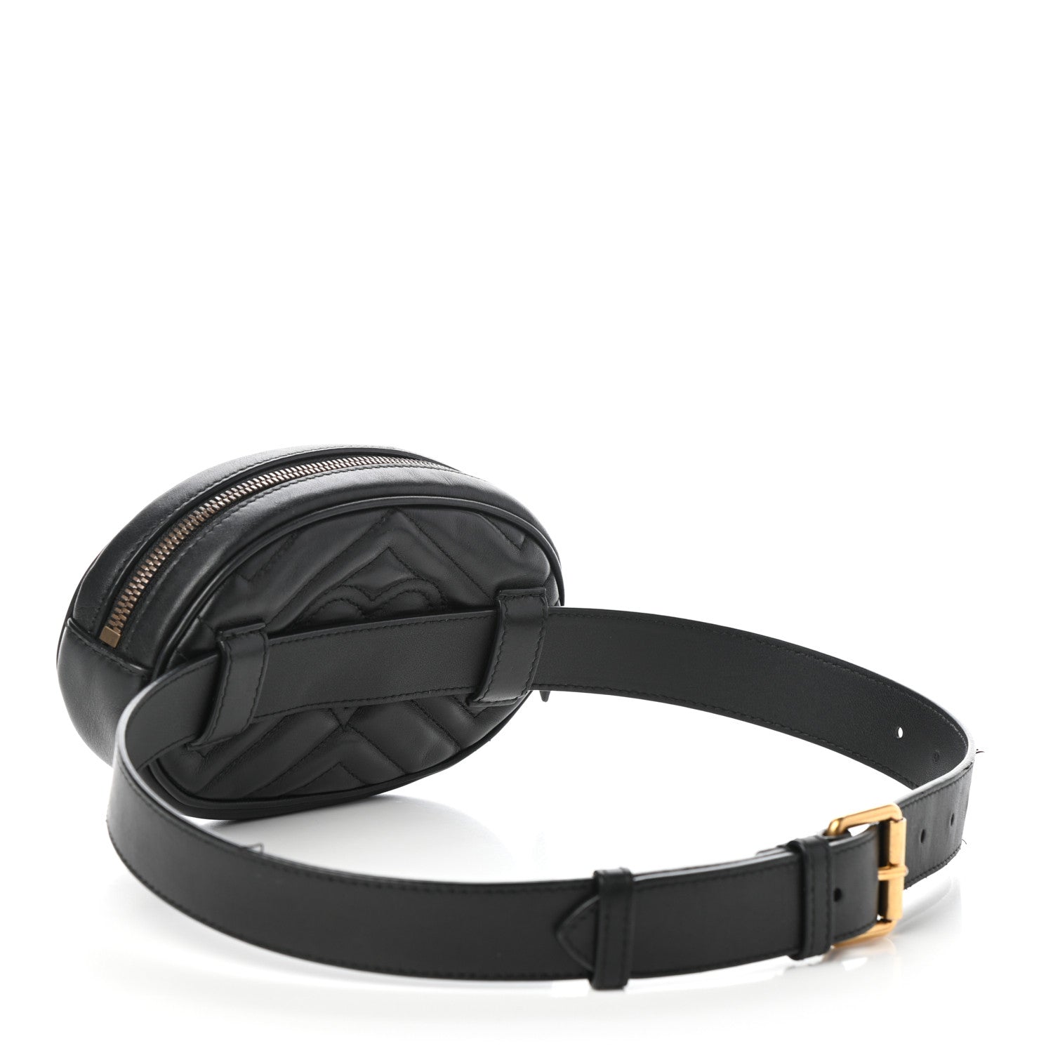 Gucci Calfskin Matelasse GG Marmont Belt Bag 75 30 Black 3 of 9