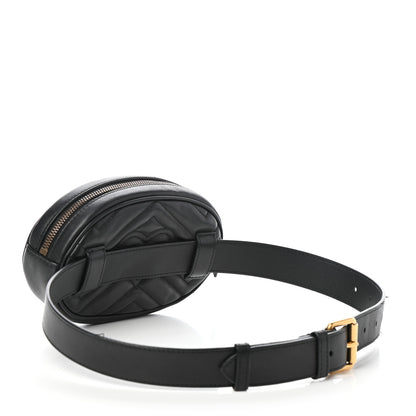 Gucci Calfskin Matelasse GG Marmont Belt Bag 75 30 Black 3 of 9