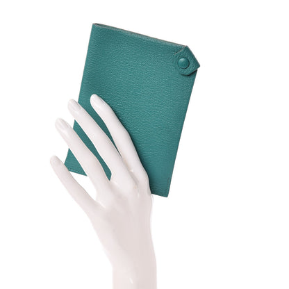 Hermes Chevre Mysore Tarmac PM Passport Holder Bleu Paon 2 of 8