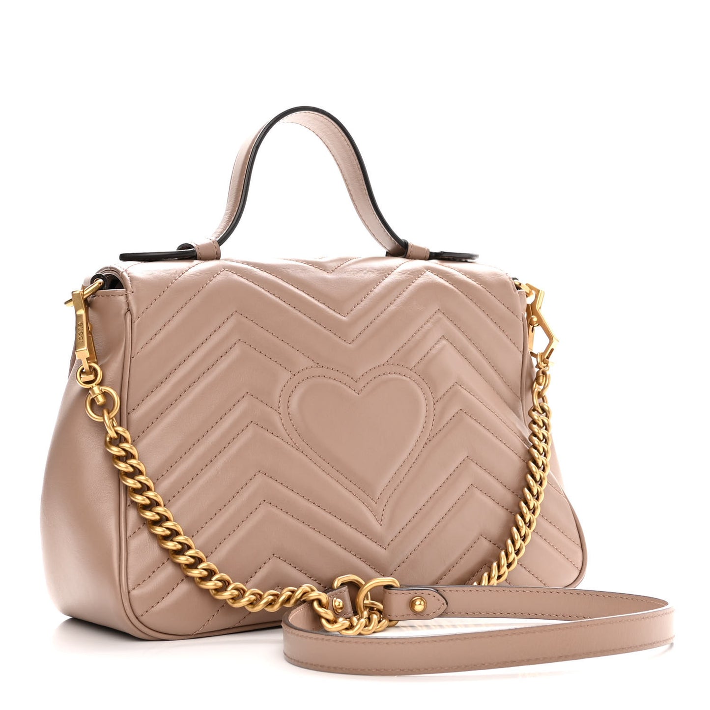 Calfskin Matelasse Small GG Marmont Top Handle Shoulder Bag Porcelain Rose