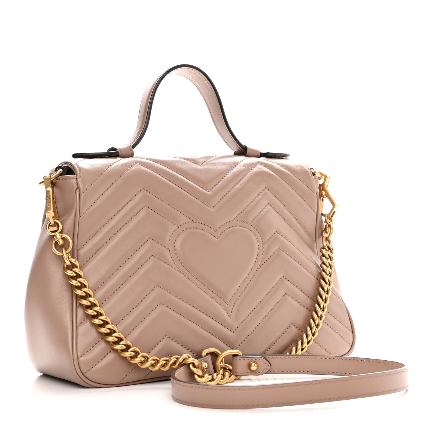Gucci Calfskin Matelasse Small GG Marmont Top Handle Shoulder Bag Porcelain Rose 3 of 10