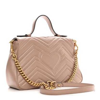 Gucci Calfskin Matelasse Small GG Marmont Top Handle Shoulder Bag Porcelain Rose 3 of 10