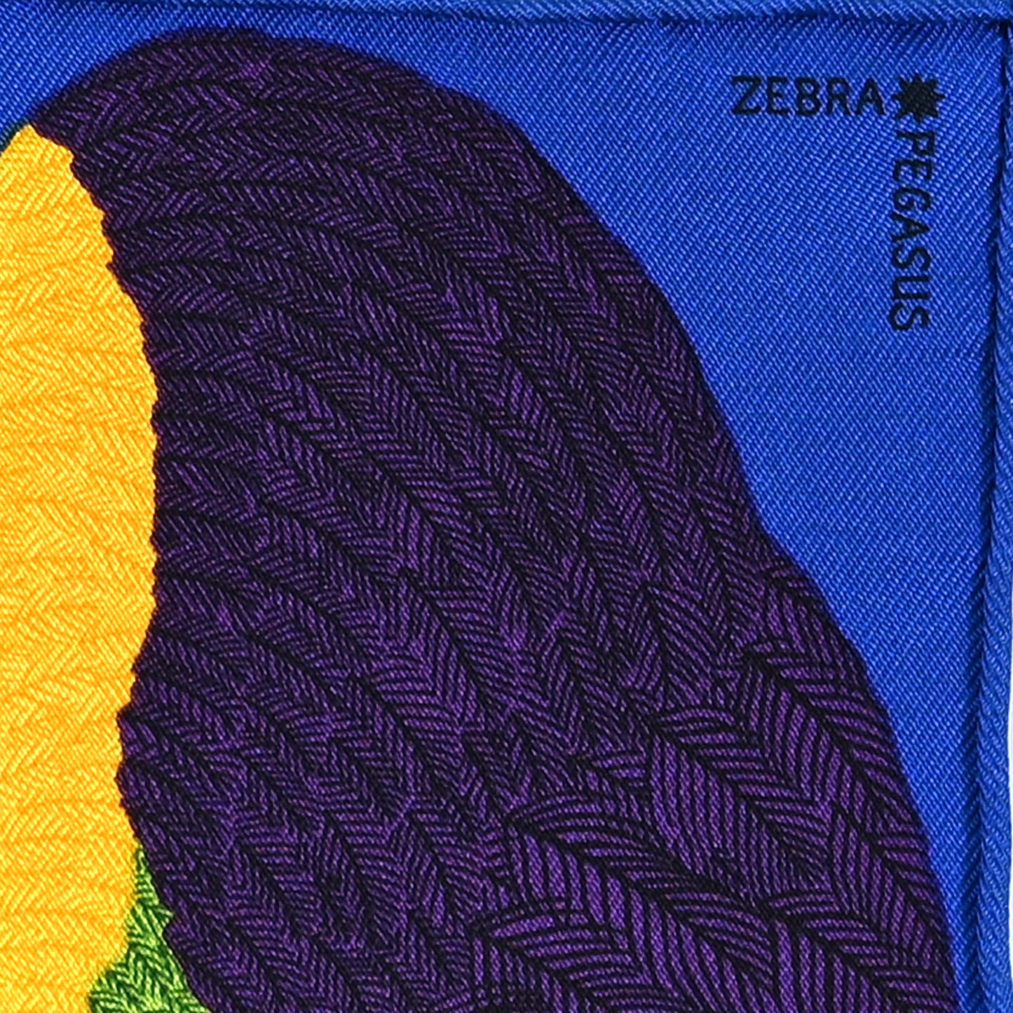 Silk Carre Zebra Pegasus Nano Scarf 20 Bleu Vif Jaune Blanc