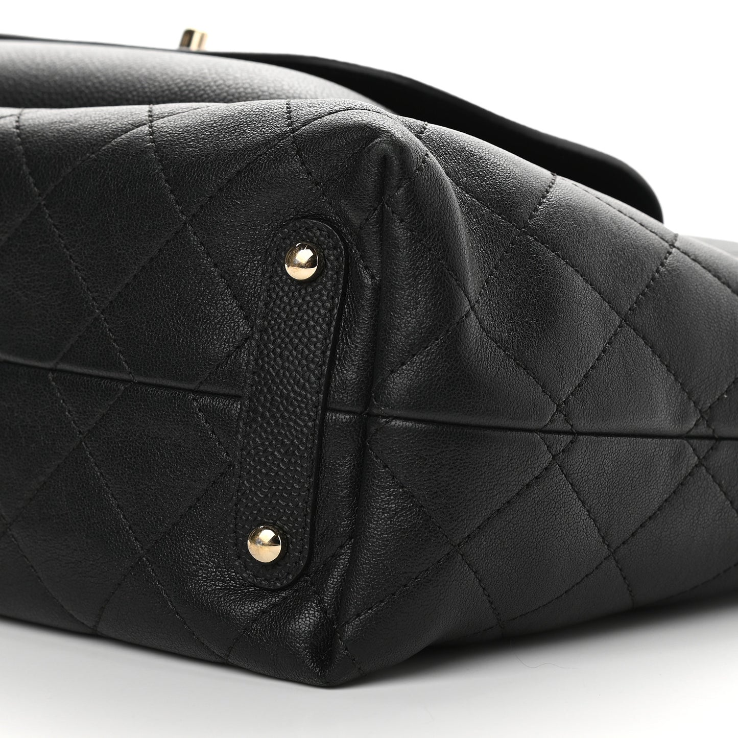 Sheepskin Caviar Quilted Large Shopping Tote Black