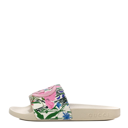 Gucci X KEN SCOTT Rubber Infinity Giardino d Apri Interlocking G Womens Pool Slide Sandals 35 Ivory Pink Wild Rose 1 of 10