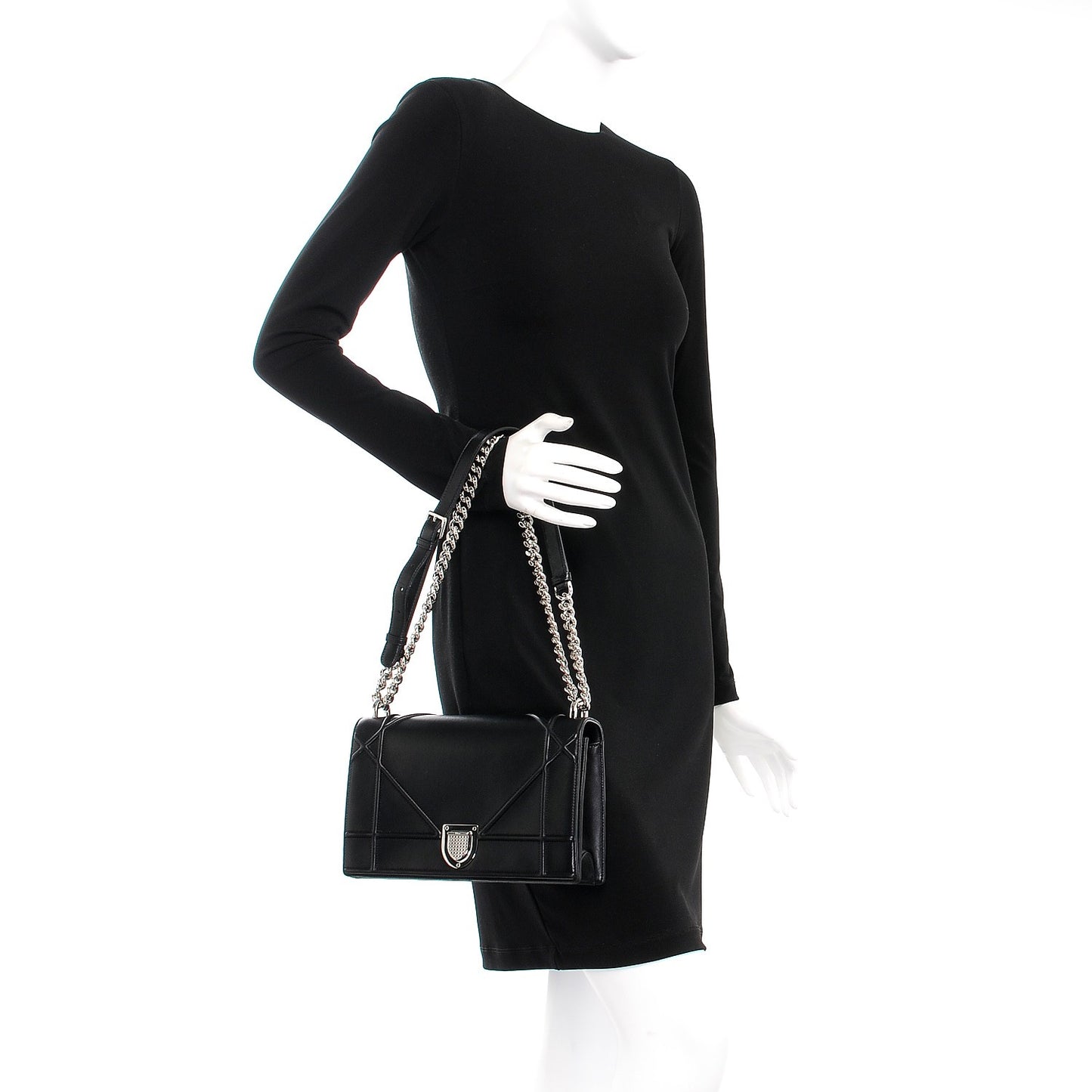 Lambskin Medium Diorama Flap Bag Black