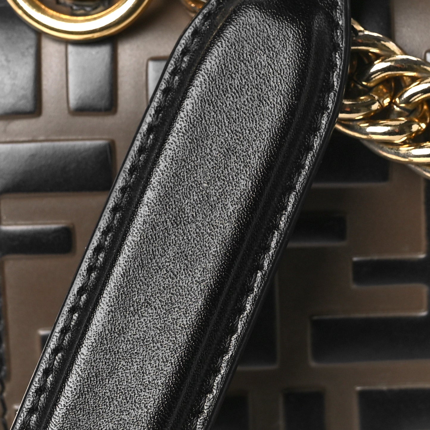 Vitello Liberty Bi-Color FF 1974 Embossed Small Kan I Shoulder Bag Black Maya