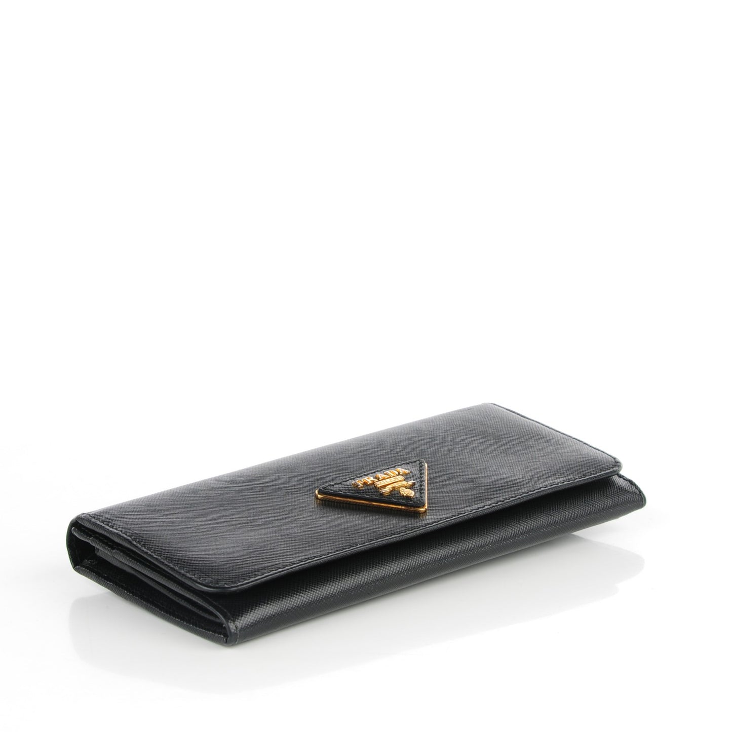 Saffiano Triangle Continental Flap Wallet Black