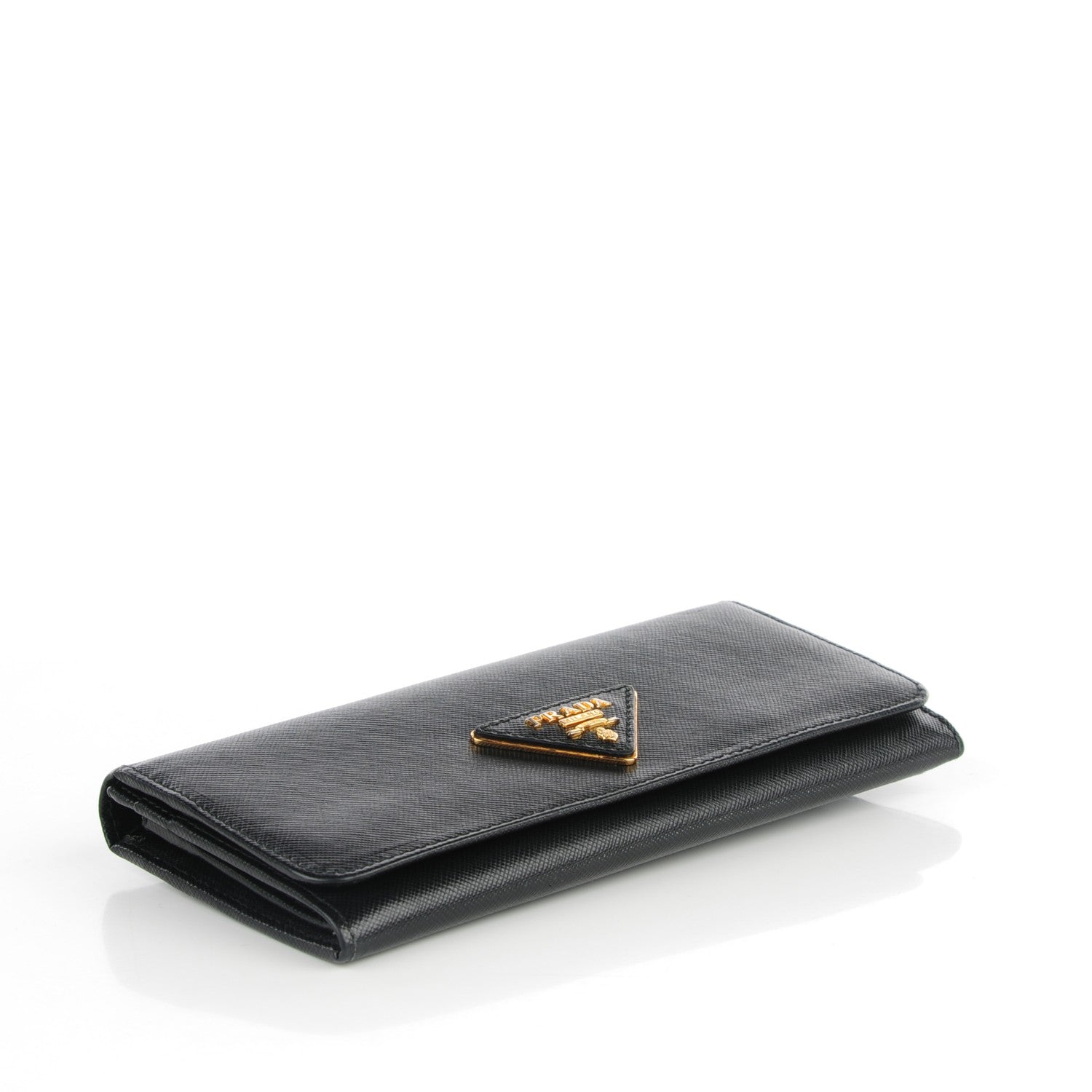 Prada Saffiano Triangle Continental Flap Wallet Black 4 of 8