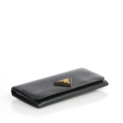 Prada Saffiano Triangle Continental Flap Wallet Black 4 of 8