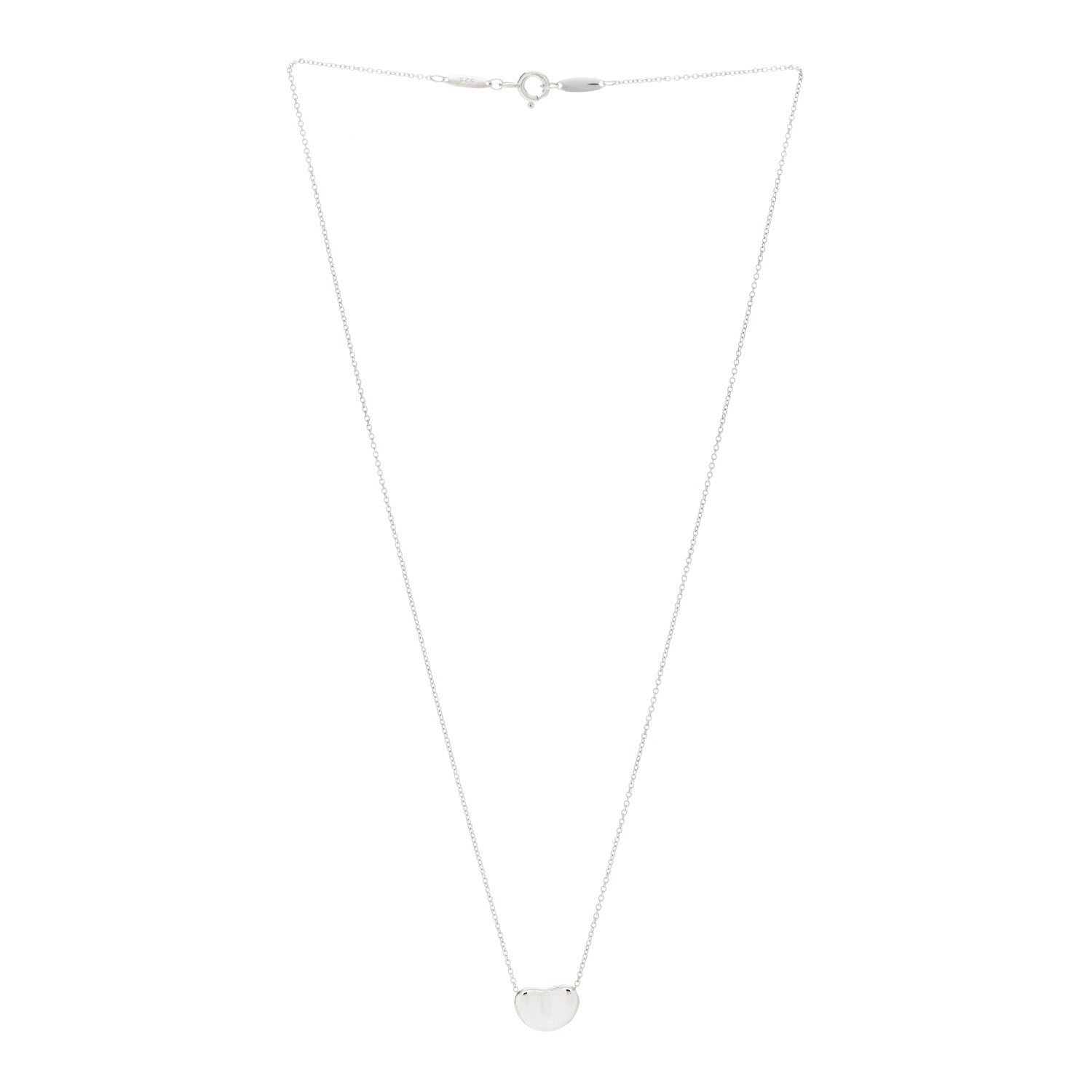Tiffany Sterling Silver 12mm Elsa Peretti Bean Pendant Necklace 2 of 5
