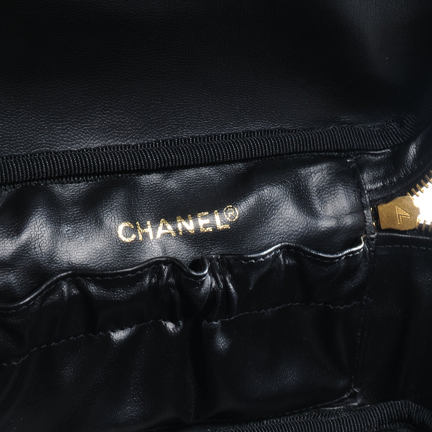 Lambskin Vanity Cosmetic Bag Black