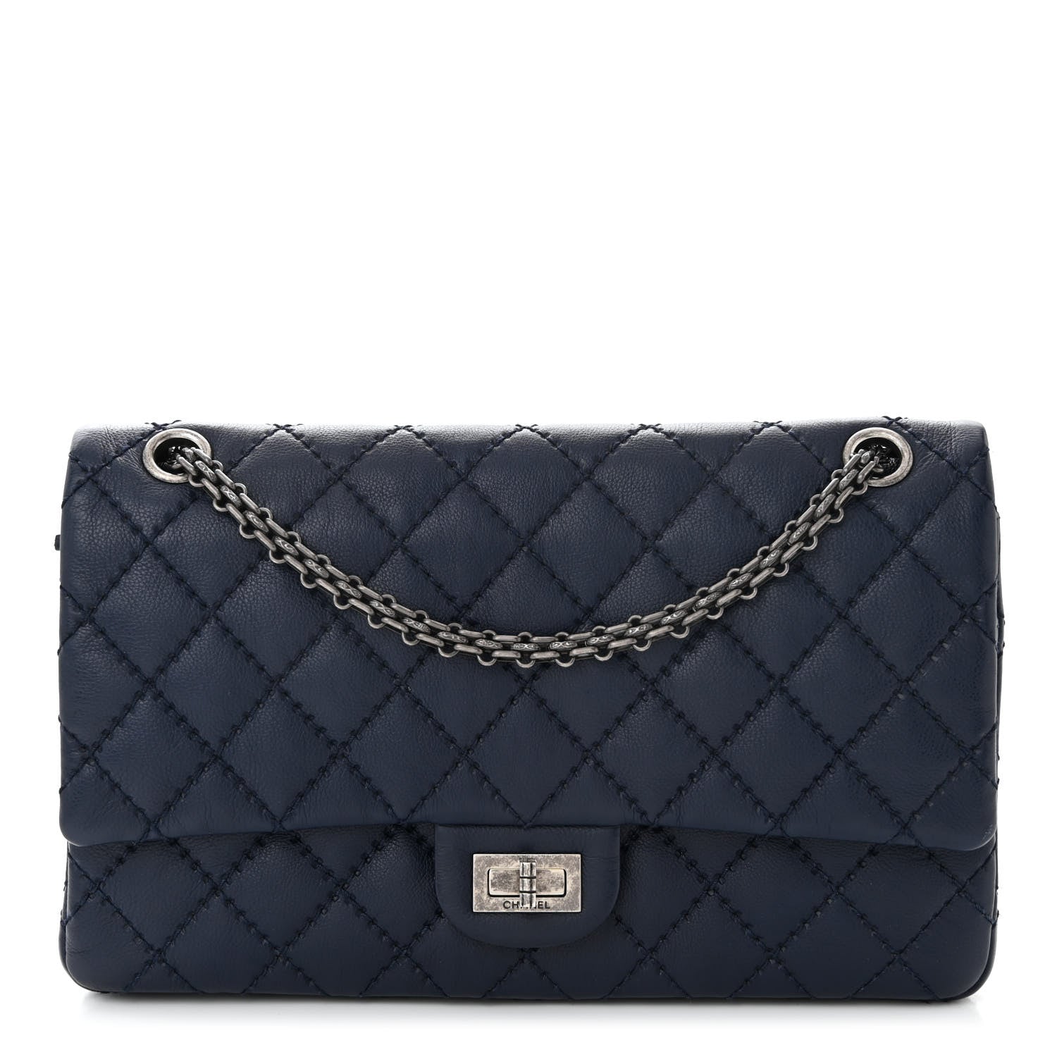 Chanel Calfskin Stitched 2.55 Reissue 226 Flap Navy 1 of 11