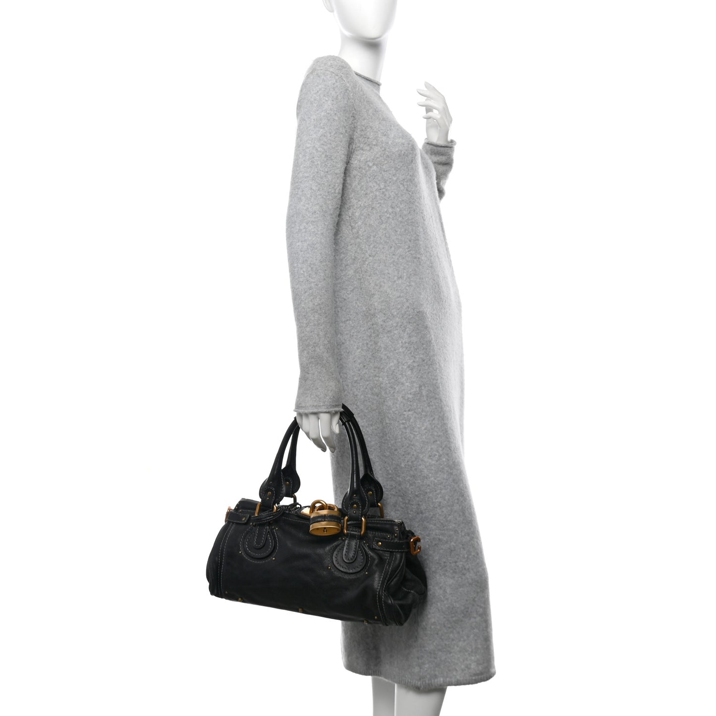 Calfskin Medium Paddington Satchel Black