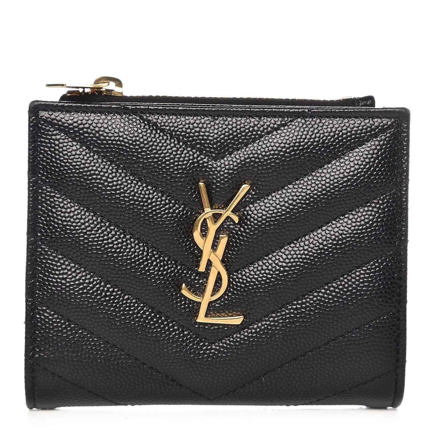 Grain De Poudre Matelasse Chevron Monogram Zipped Card Case Black