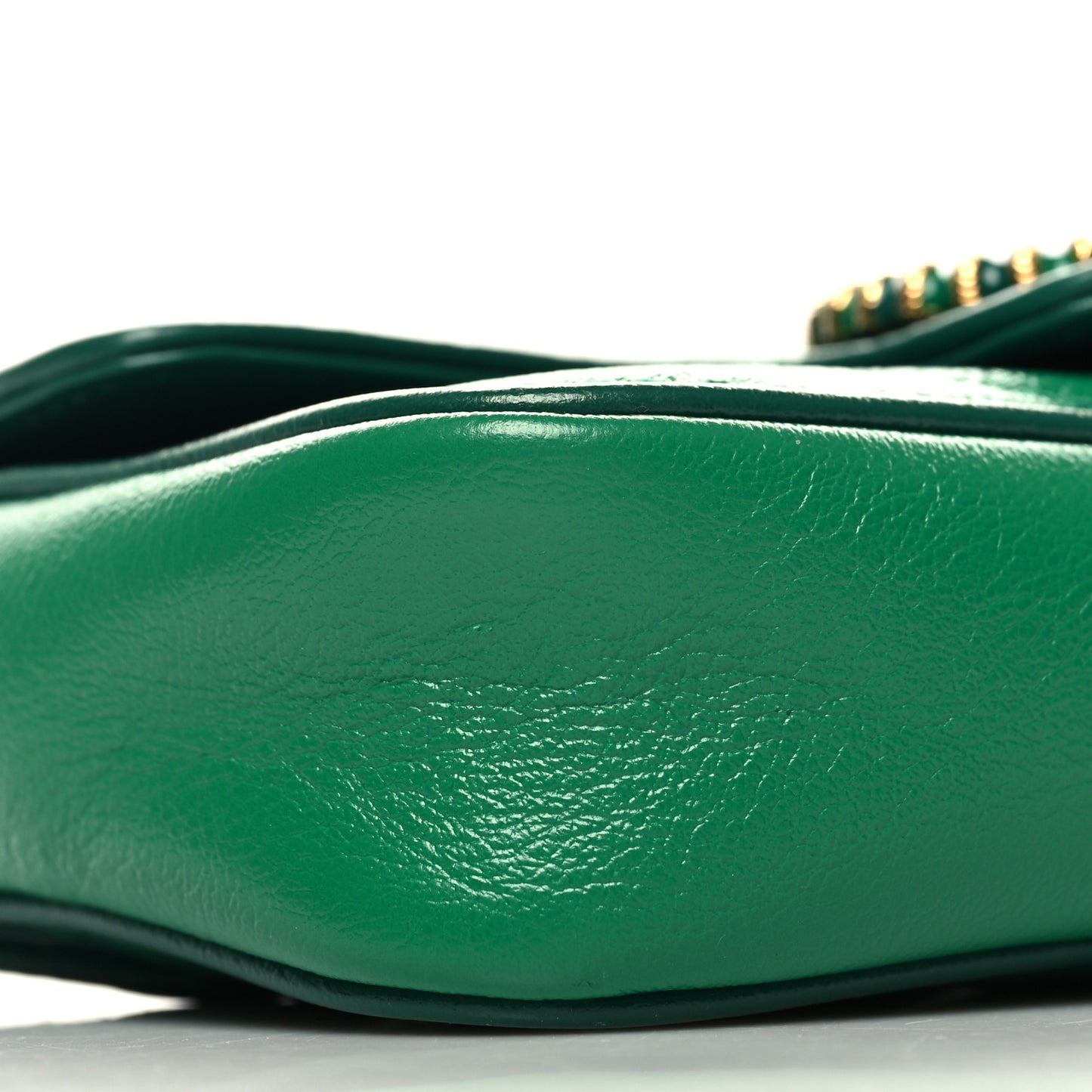 Azalea Calfskin Enamel Matelasse Diagonal Super Mini Torchon GG Marmont Shoulder Bag New Shamarock Emerald