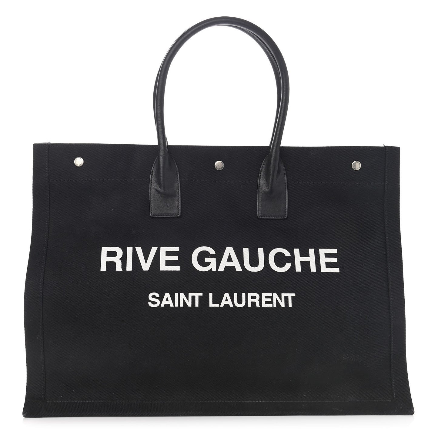 Linen Calfskin Rive Gauche Tote Black
