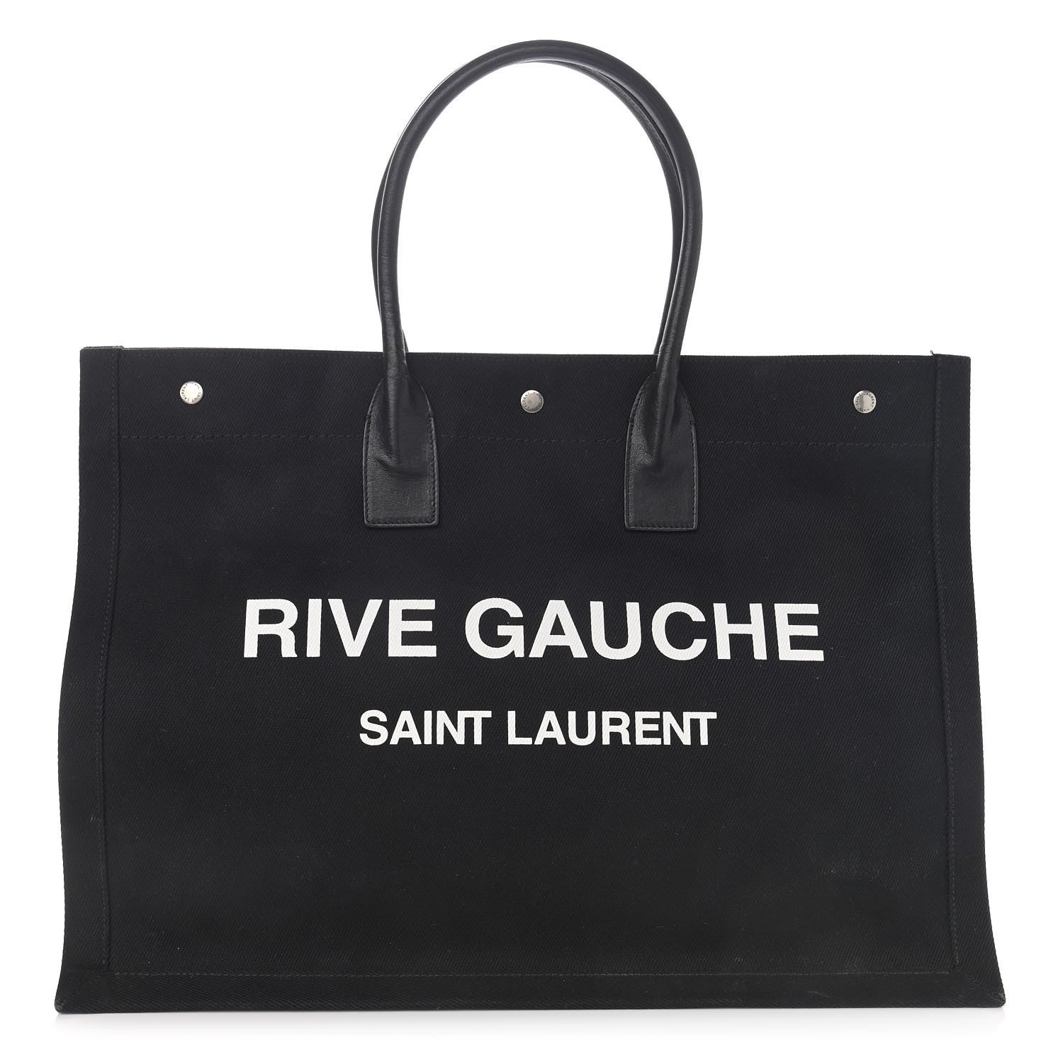 Saint Laurent Linen Calfskin Rive Gauche Tote Black 1 of 17