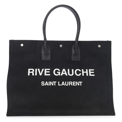 Saint Laurent Linen Calfskin Rive Gauche Tote Black 1 of 17
