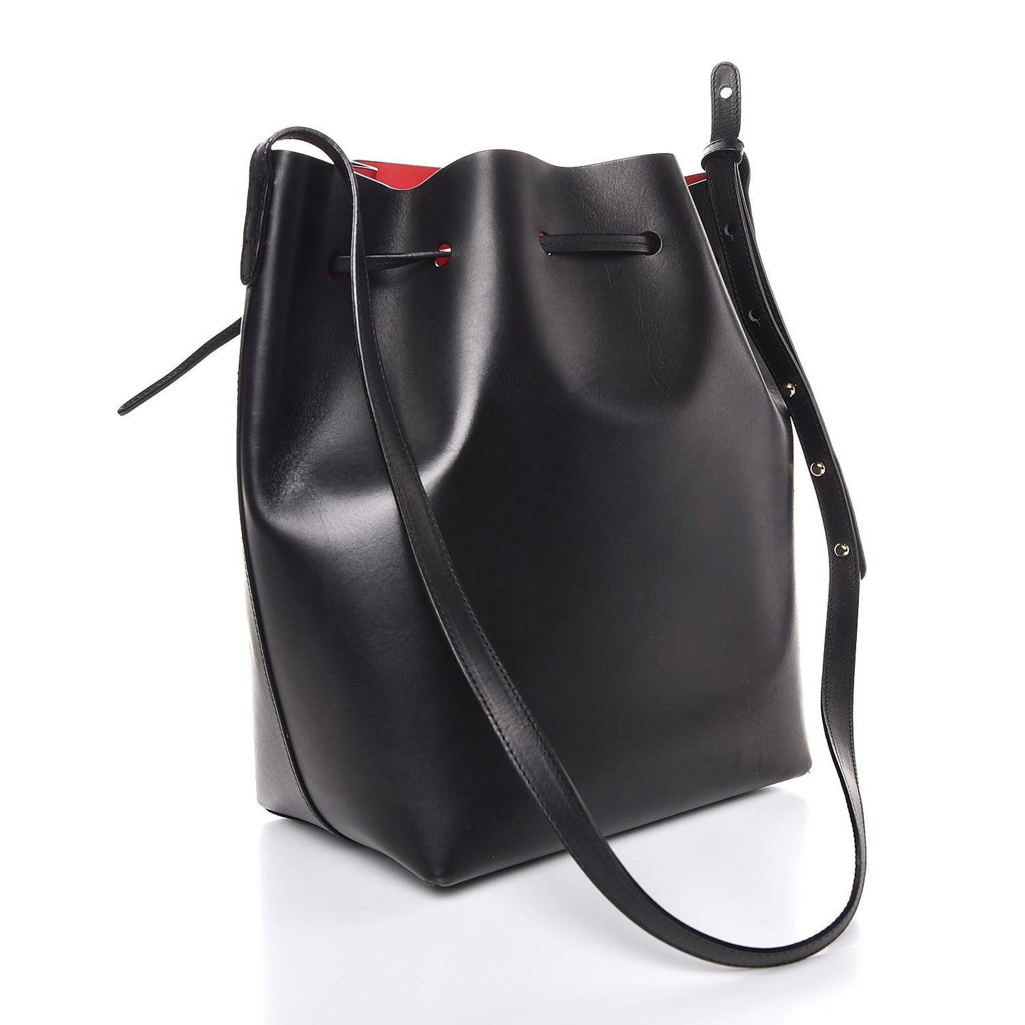 Vegetable Tanned Calfskin Bucket Bag Black Flamma