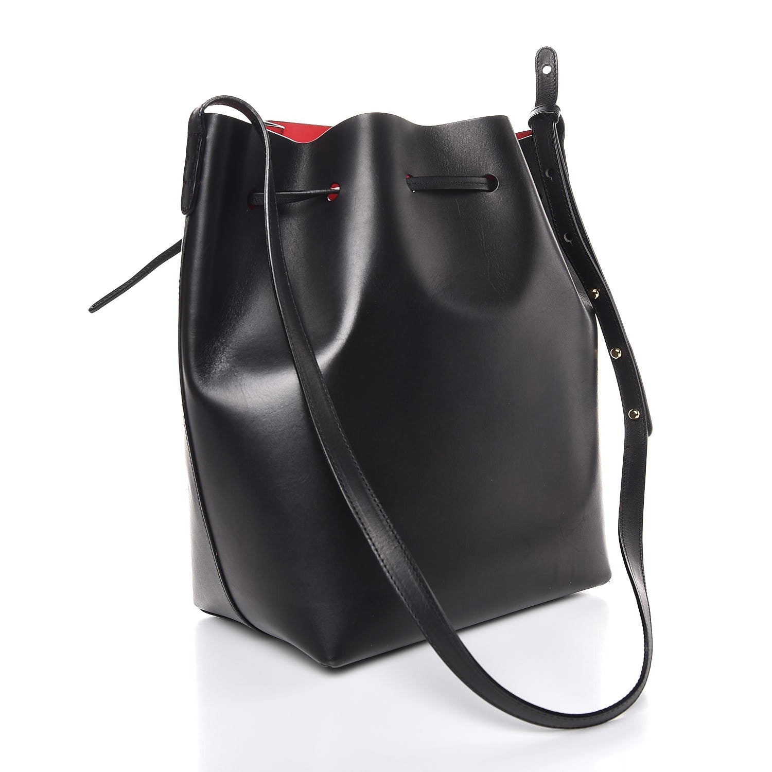 Mansur Gavriel Vegetable Tanned Calfskin Bucket Bag Black Flamma 3 of 6