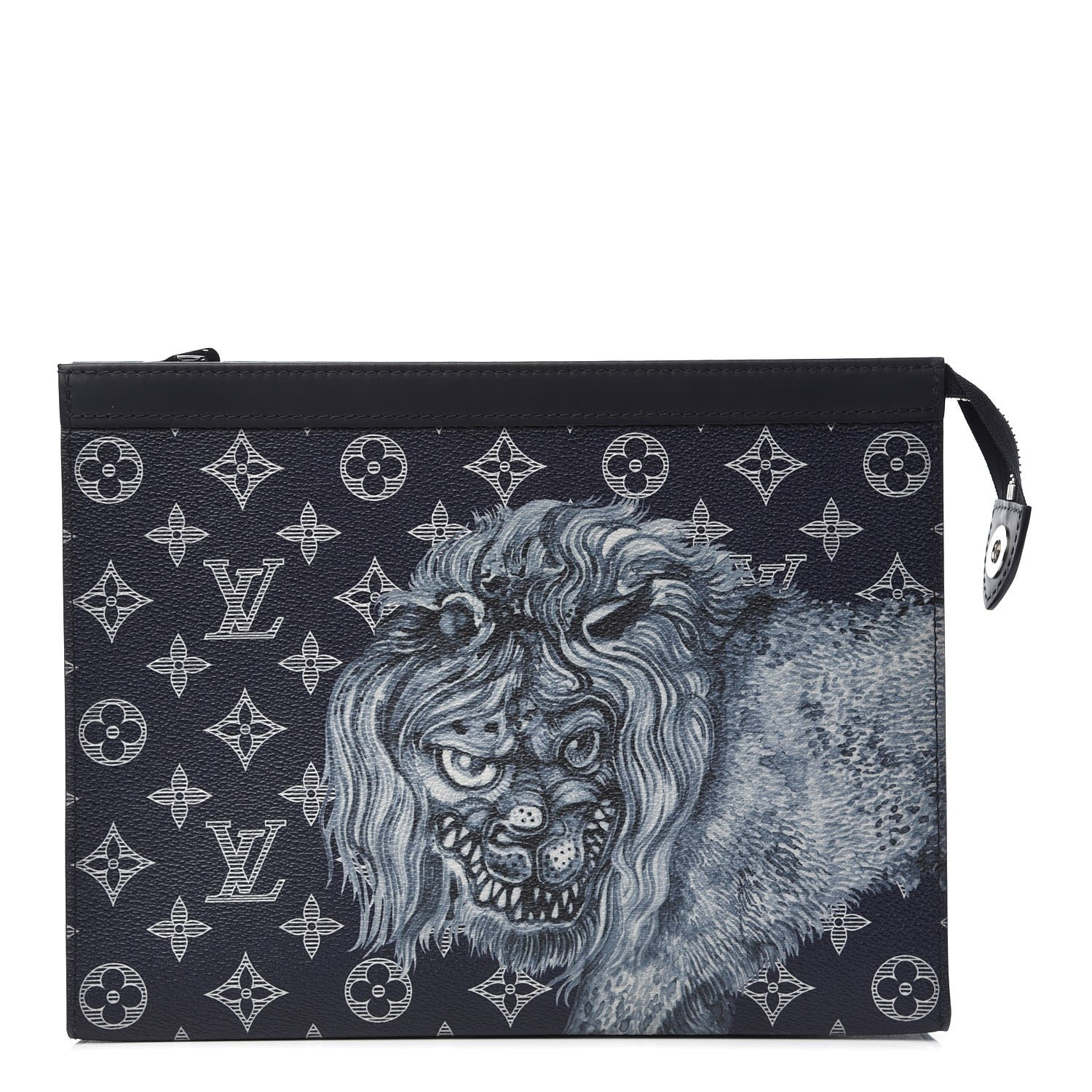 Louis Vuitton Savane Monogram Chapman Lion Pochette Voyage MM Ink 1 of 6